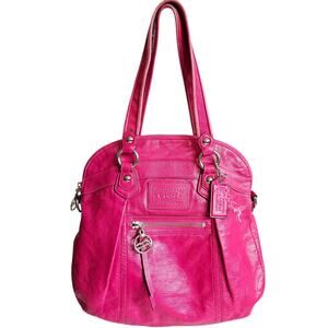 Y2k Coach Poppy Shoulder Bag Satchel Hot Pink Legacy Stripe - 16283
